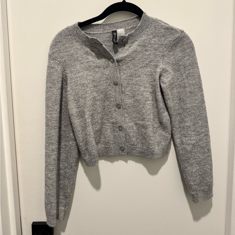 H&M Divided Grey Knit Cardigan Button Up | Soft Cozy Basic | XS
